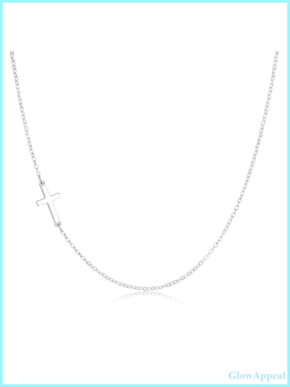 18k White Gold Plated Stainless Steel Cross Necklace Adjustable Chain